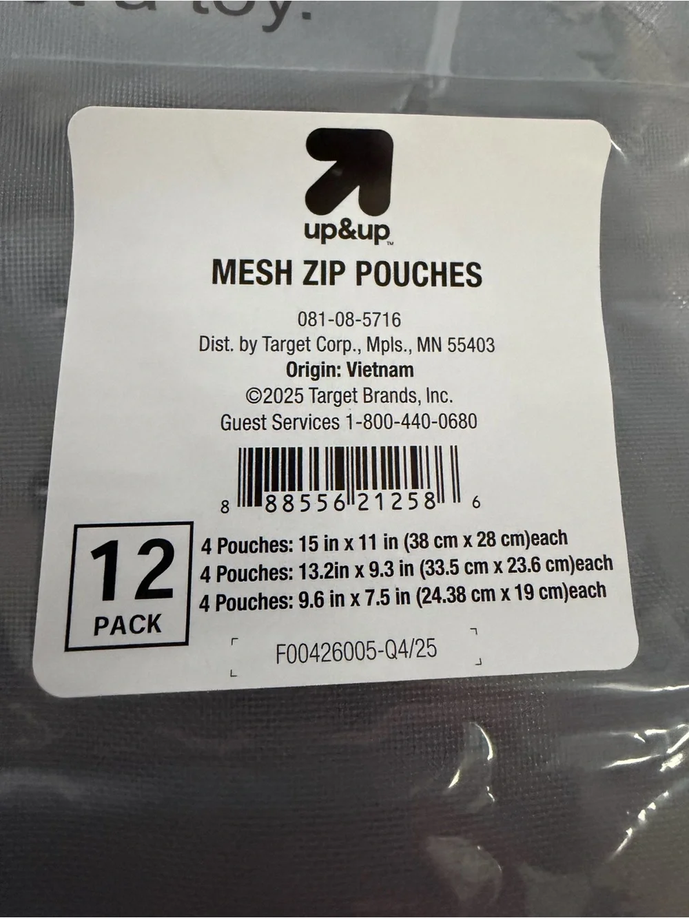 NEW Set of 12 Mesh Zippered Organizer Pouch in Light Gray